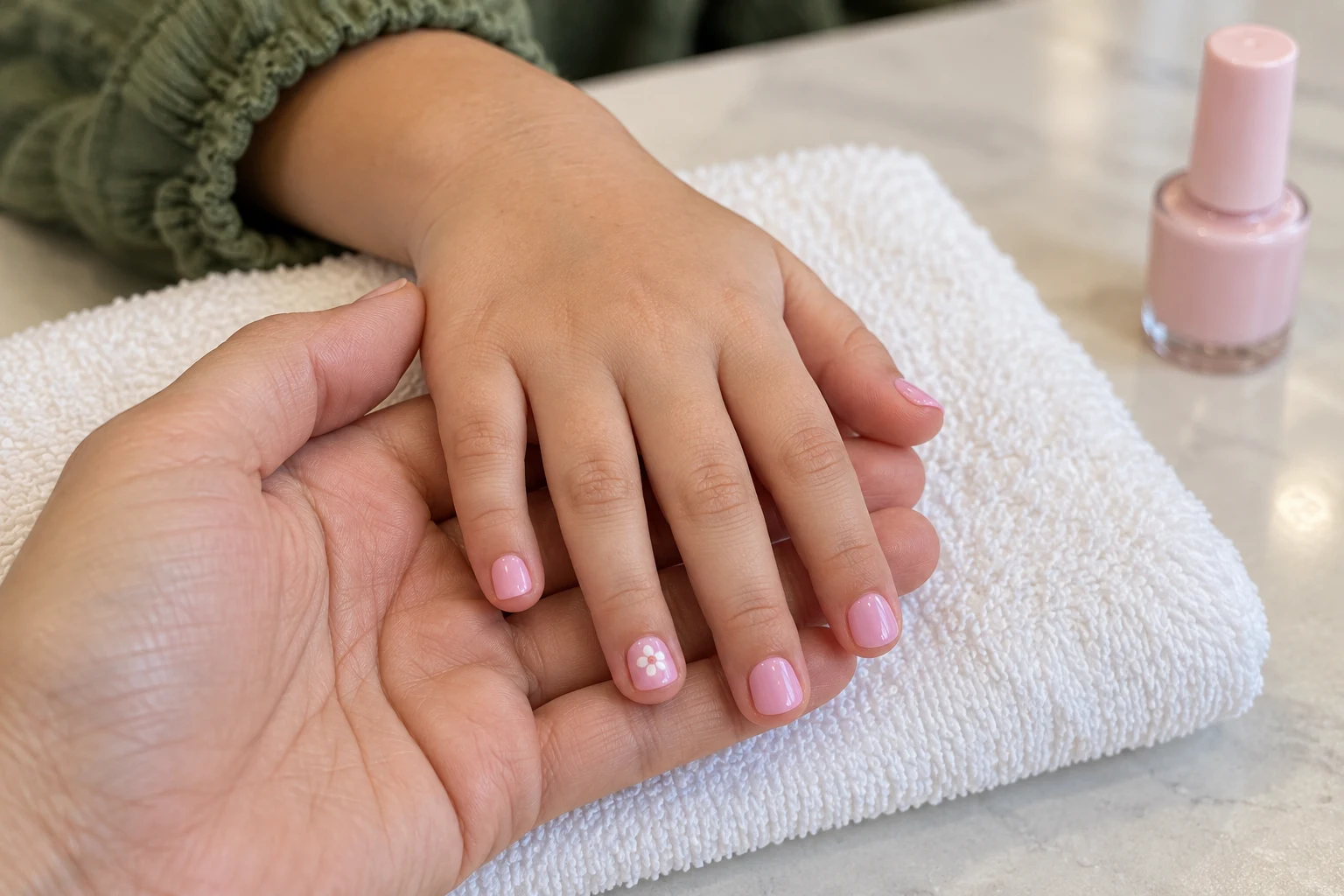 Illustration of gentle polish care for a child