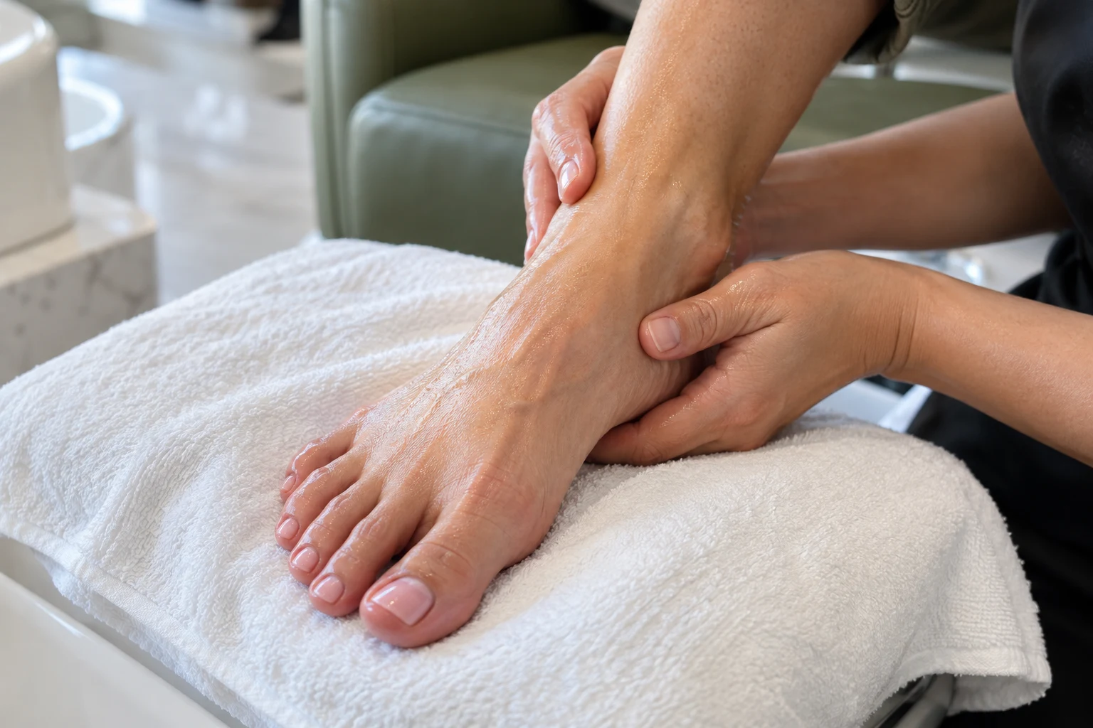 Illustration of a relaxing pedicure foot massage
